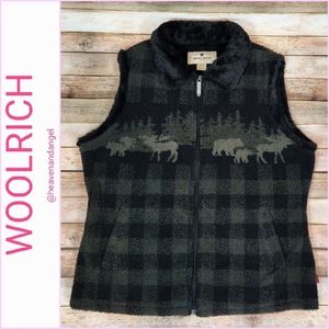 Woolrich Green & Black Faux Fur & Sherpa Vest